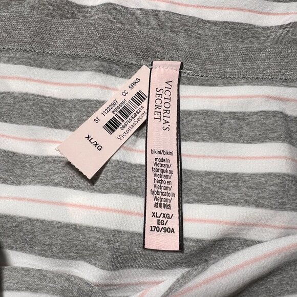 Victoria Secret XL Bikini Panties Seamless Gray White Striped Lot of 3 - Picture 4 of 5